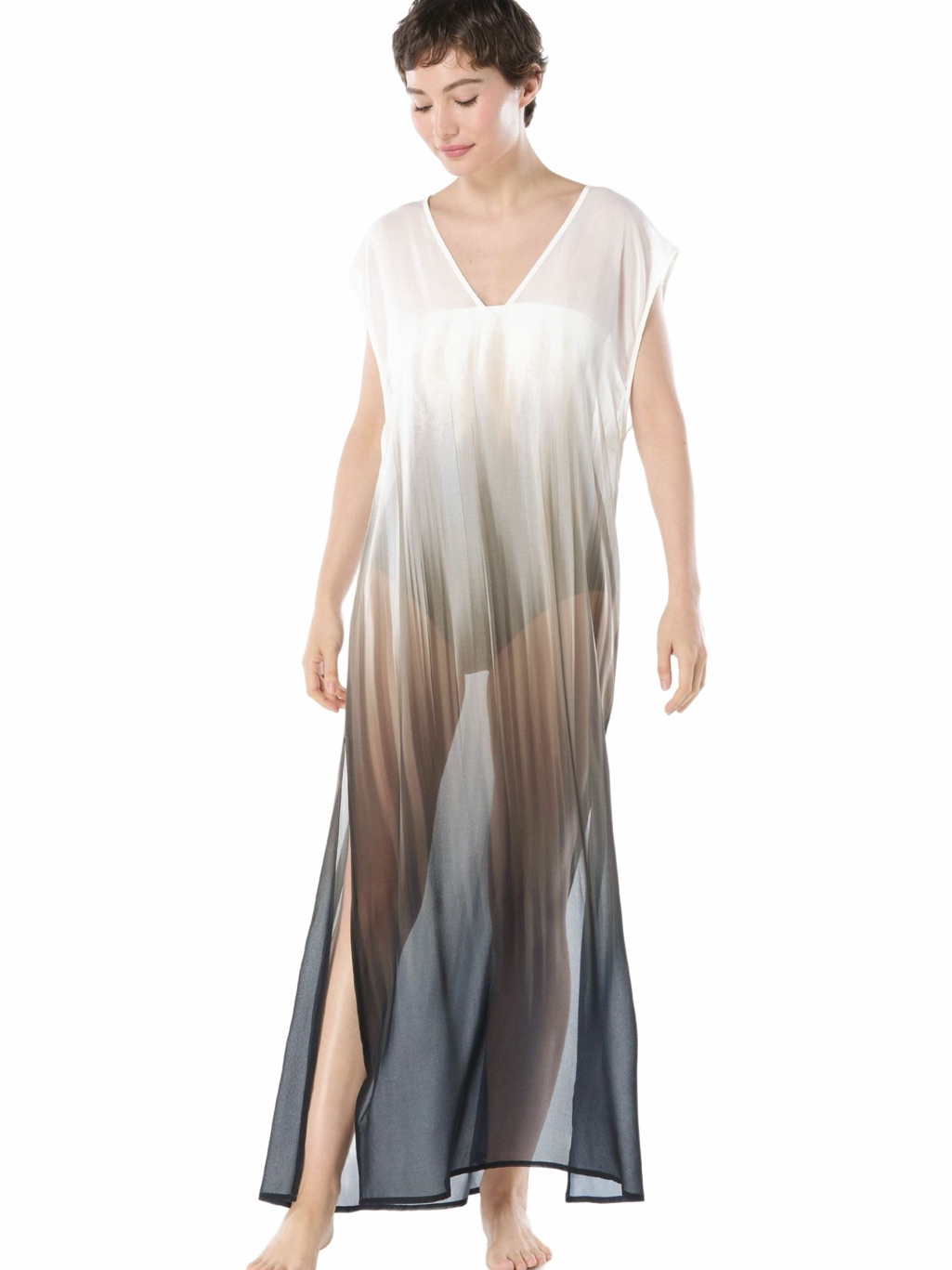Carmen Marc Valvo Cover-Up/Dress Sheer Ombre’. Size S. Nwts